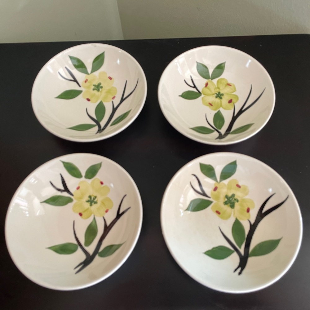 Lot of 4 Dixie Dogwood 5-1/4" Fruit Dessert Bowls Blue Ridge Southern Pottery